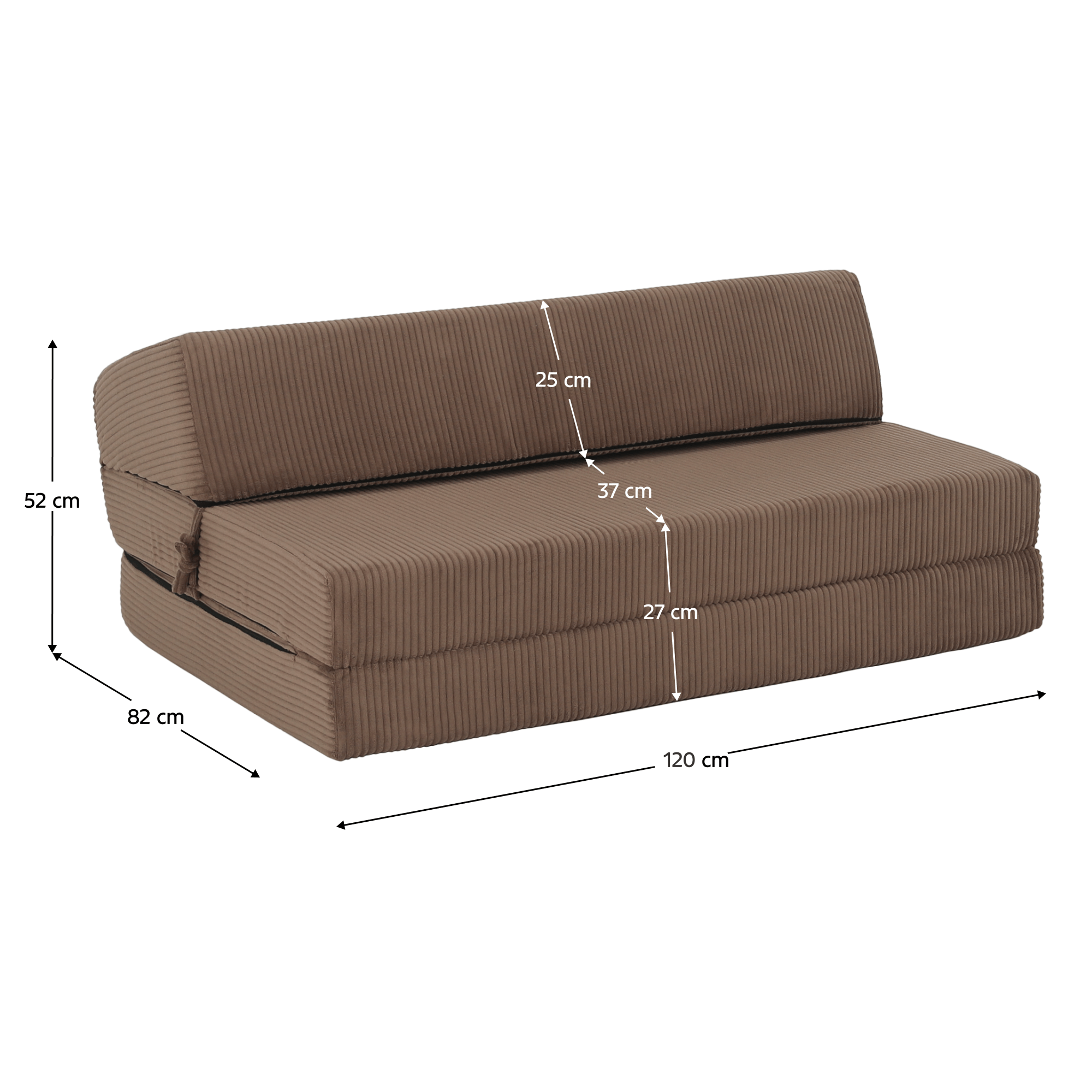 Összecsukható matrac/fotel, 2v1, világosbarna, VEDIS Összecsukható matrac/fotel, 2v1, világosbarna, VEDIS