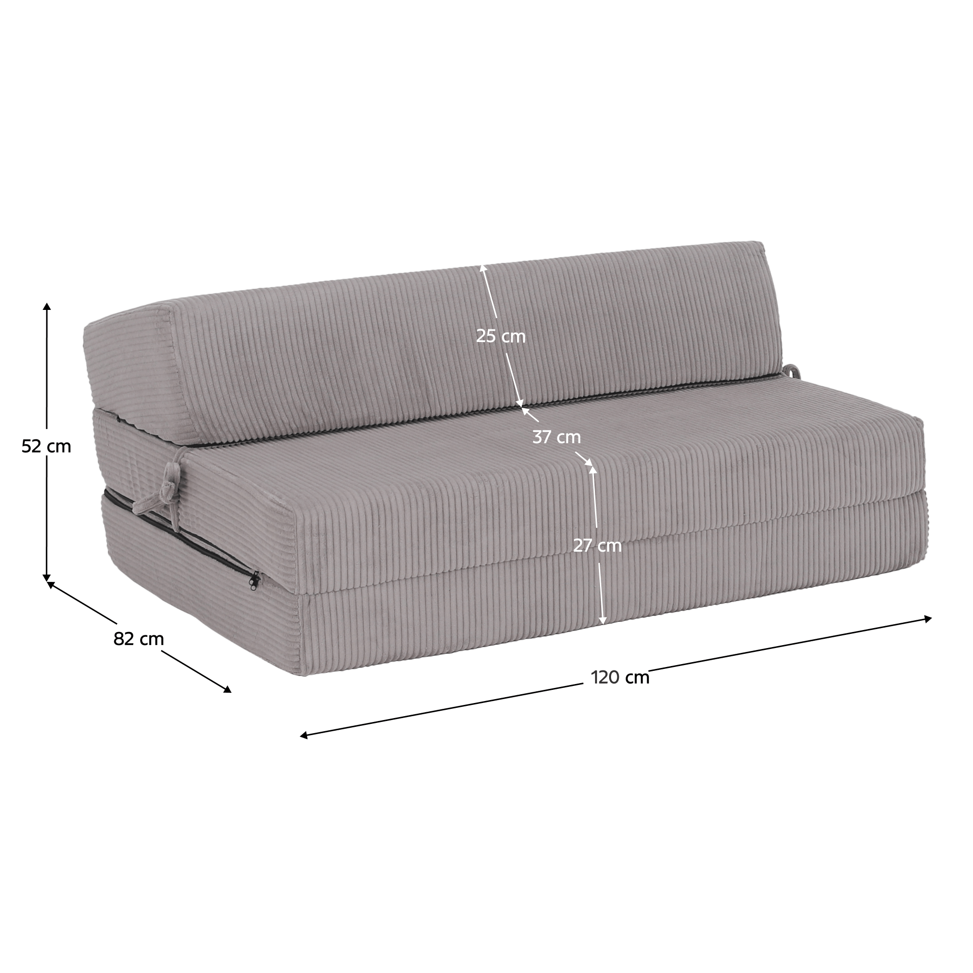 Összecsukható matrac/fotel, 2v1, szürke, VEDIS