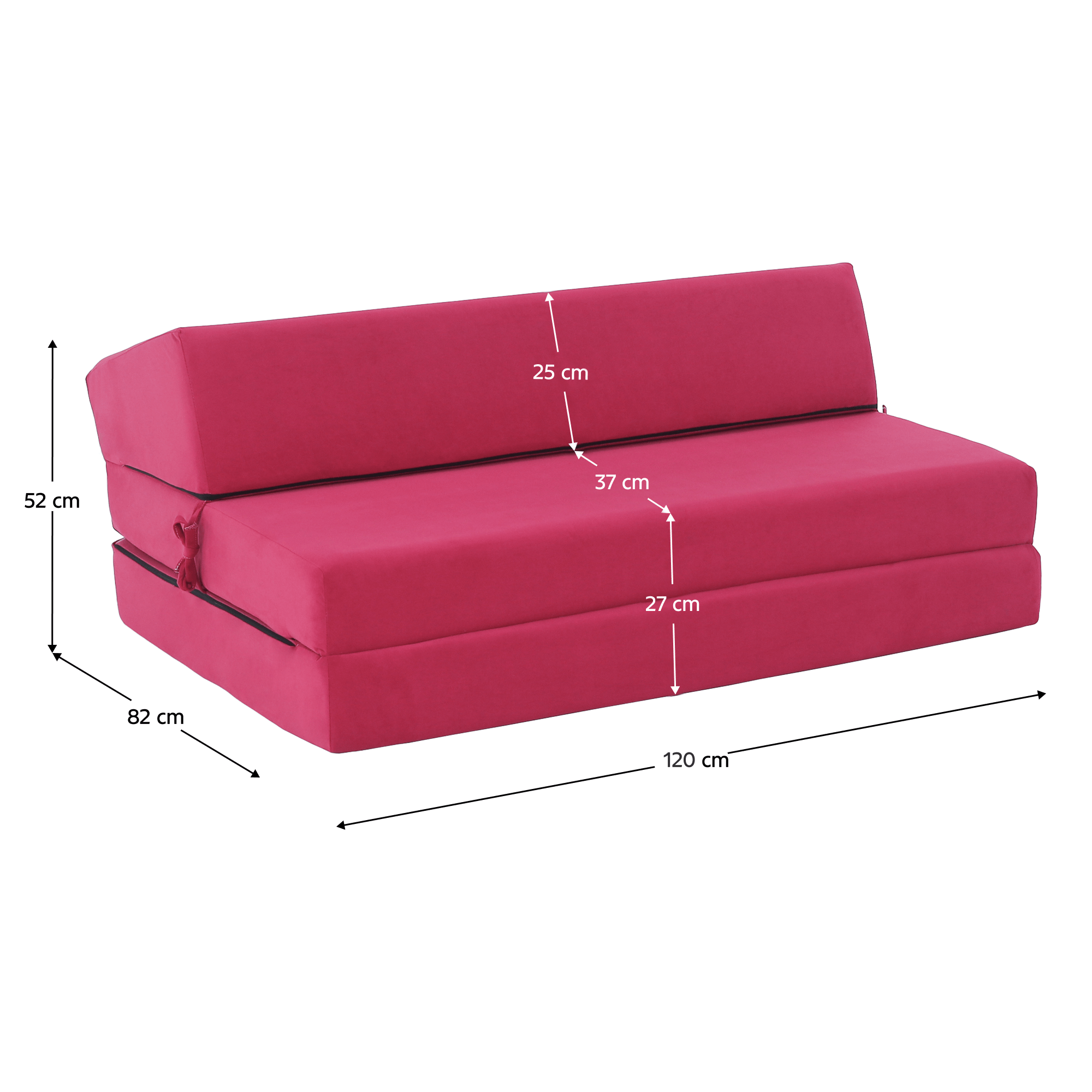 Összecsukható matrac/fotel, 2v1, rózsaszín magenta, VEDIS