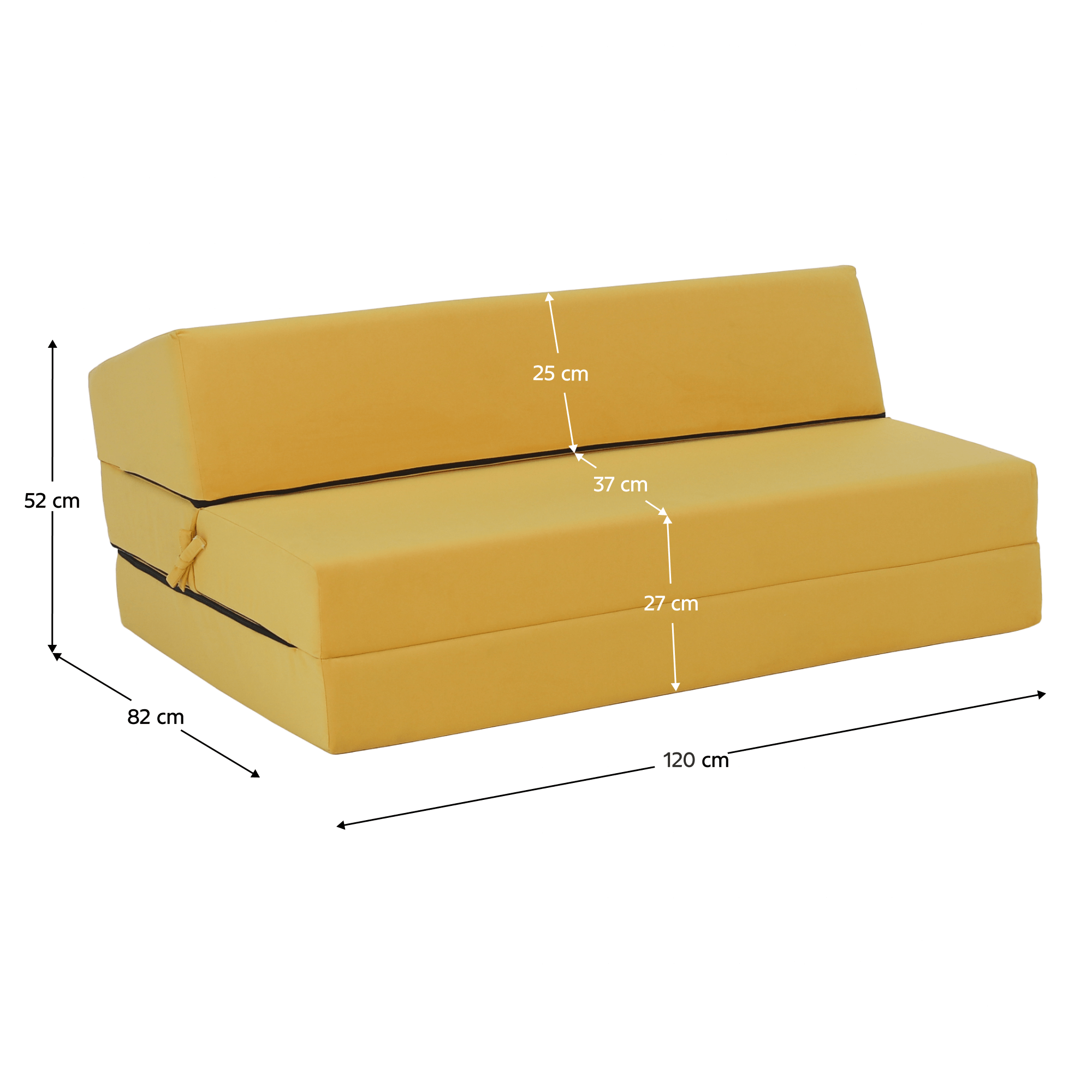 Összecsukható matrac/fotel, 2v1, sárga, VEDIS