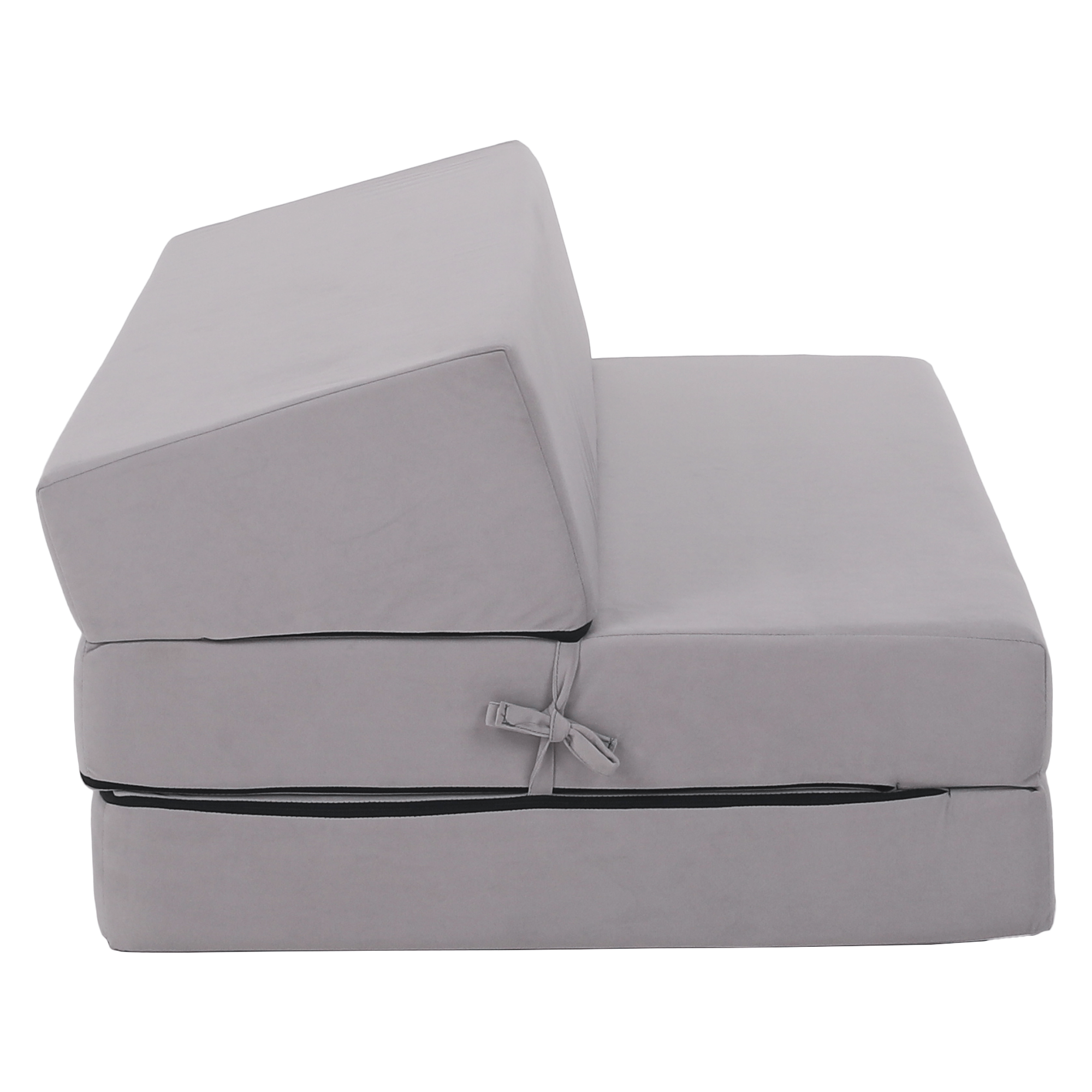 Összecsukható matrac/fotel, 2v1, világosszürke, VEDIS