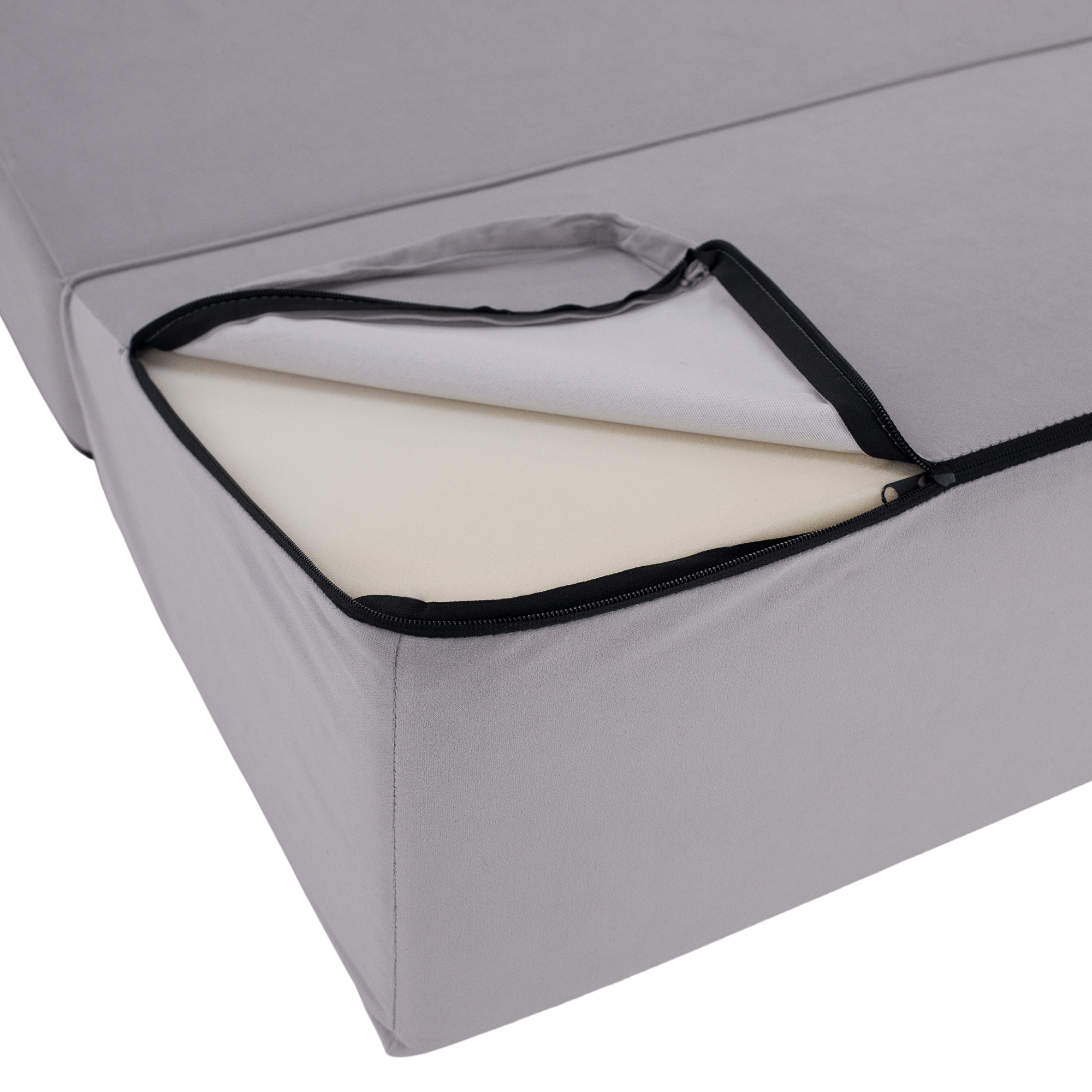 Összecsukható matrac/fotel, 2v1, világosszürke, VEDIS