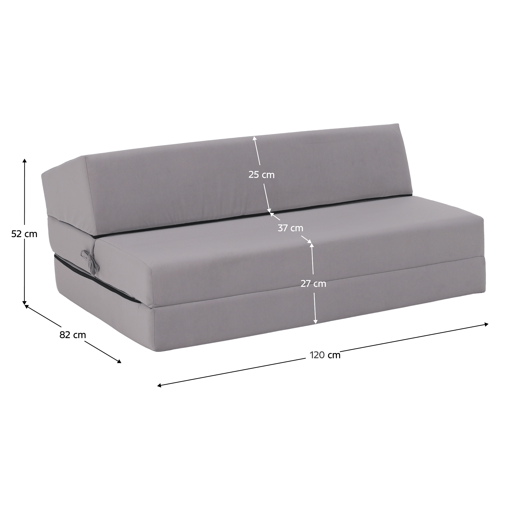 Összecsukható matrac/fotel, 2v1, világosszürke, VEDIS