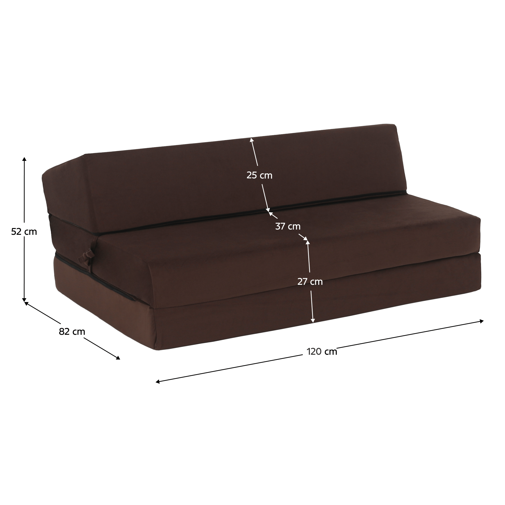 Összecsukható matrac/fotel, 2v1, barna, VEDIS