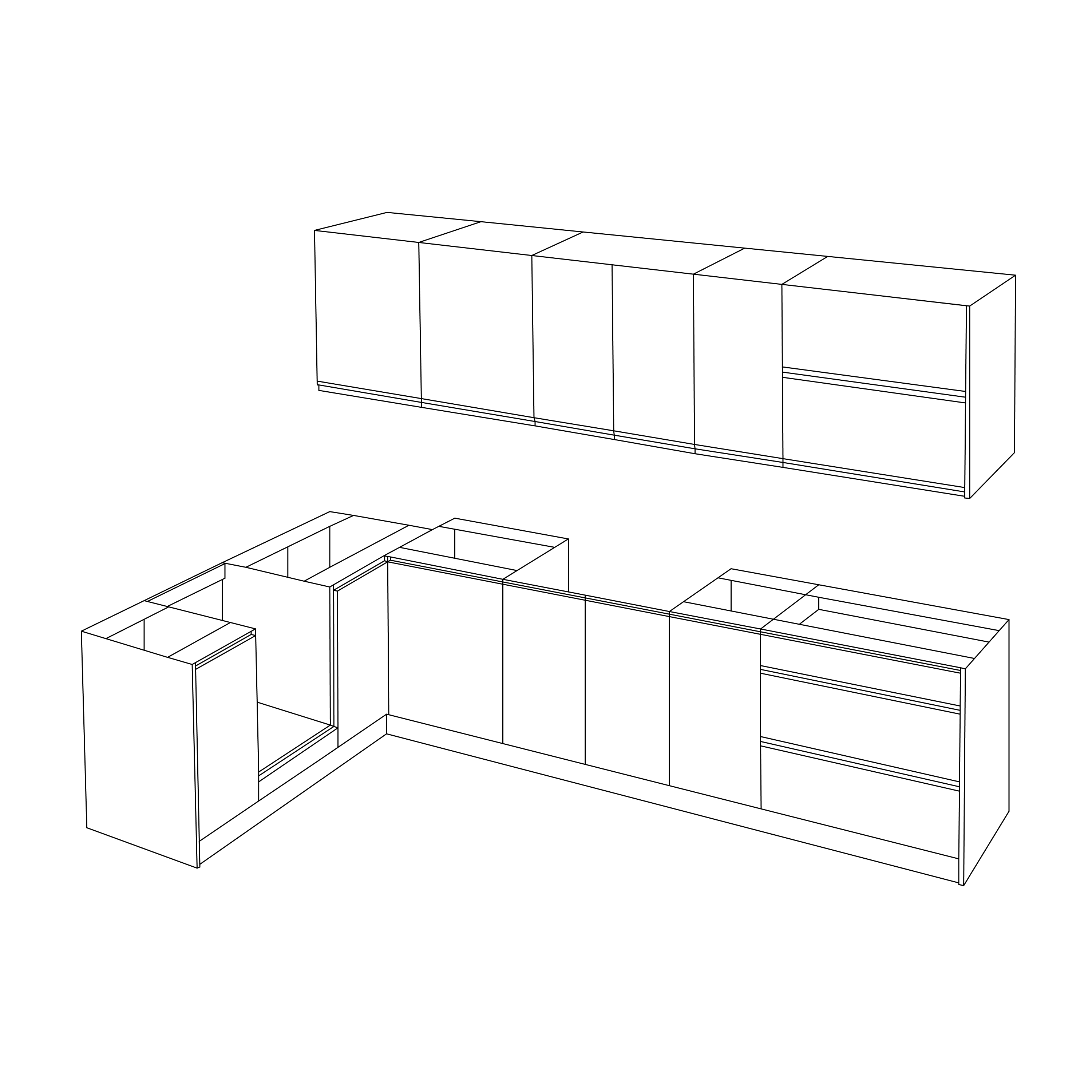 Rohová univerzálna kuchynská linka 320x200, biela vysoký lesk HG/biela FLOT