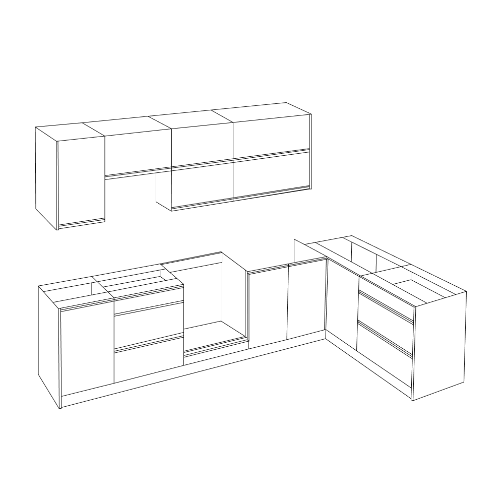 Rohová univerzálna kuchynská linka 300x180, dub artisan/čierna, BRECK