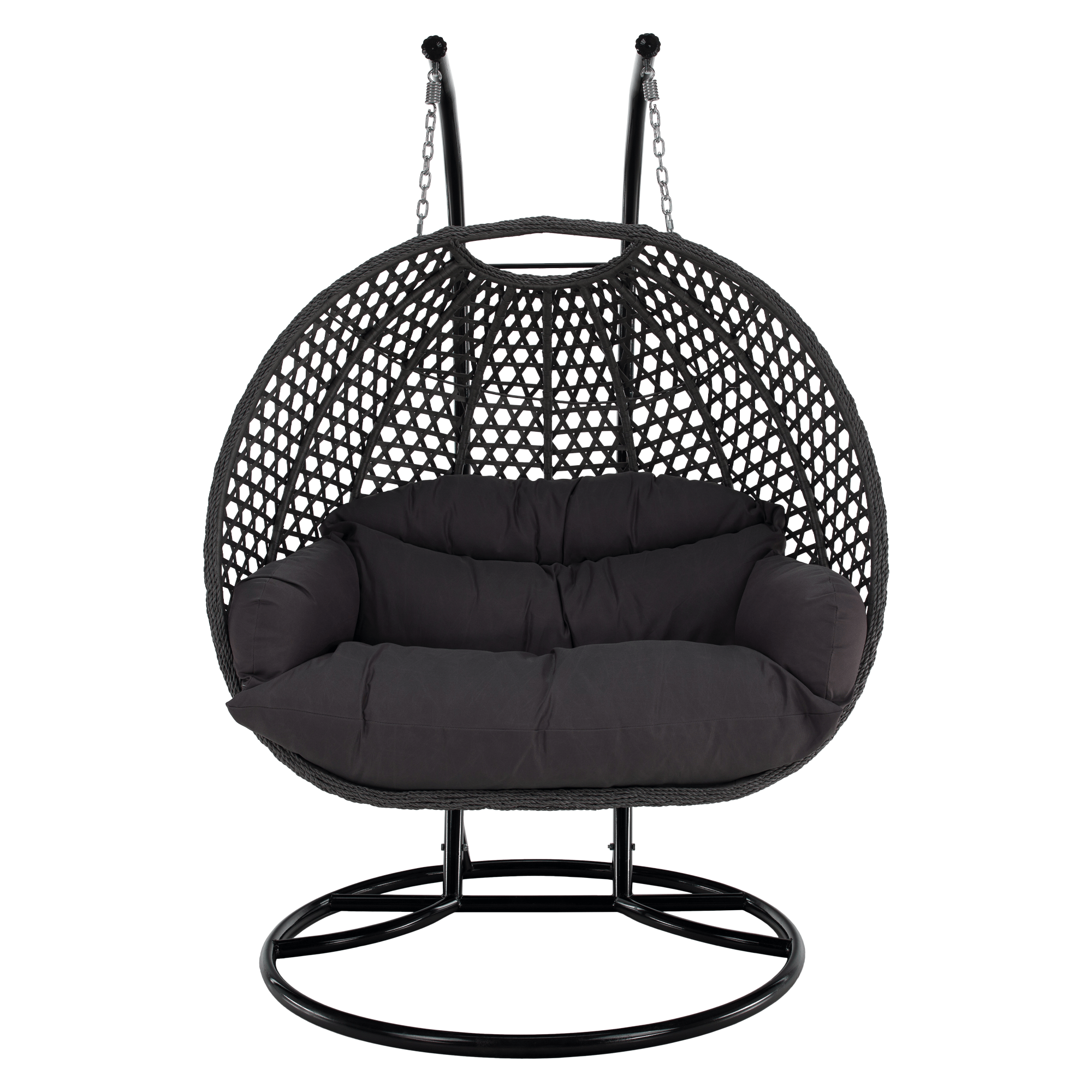 Függő dupla fotel, fekete/szürke/sötétszürke, DAKAN NEW