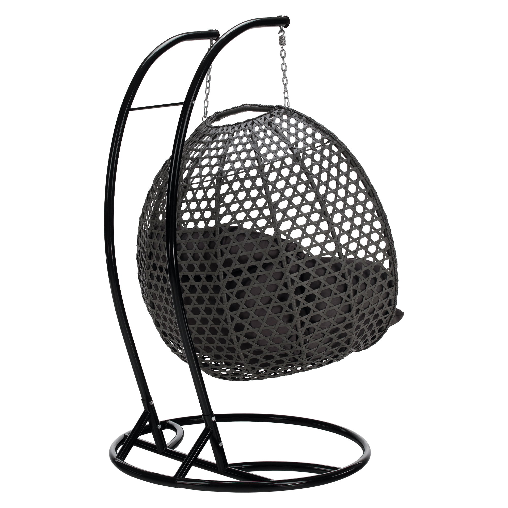 Függő dupla fotel, fekete/szürke/sötétszürke, DAKAN NEW