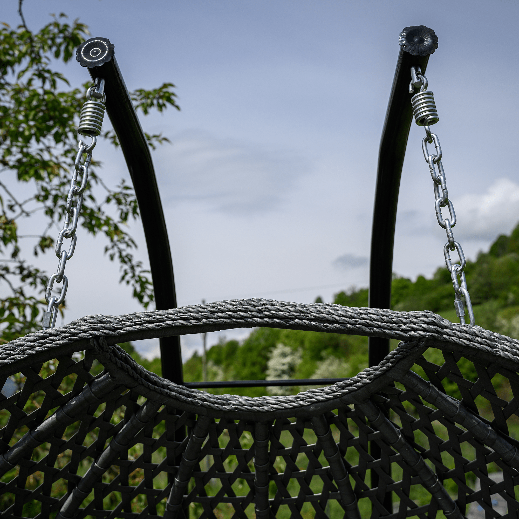 Függő dupla fotel, fekete/szürke/sötétszürke, DAKAN NEW