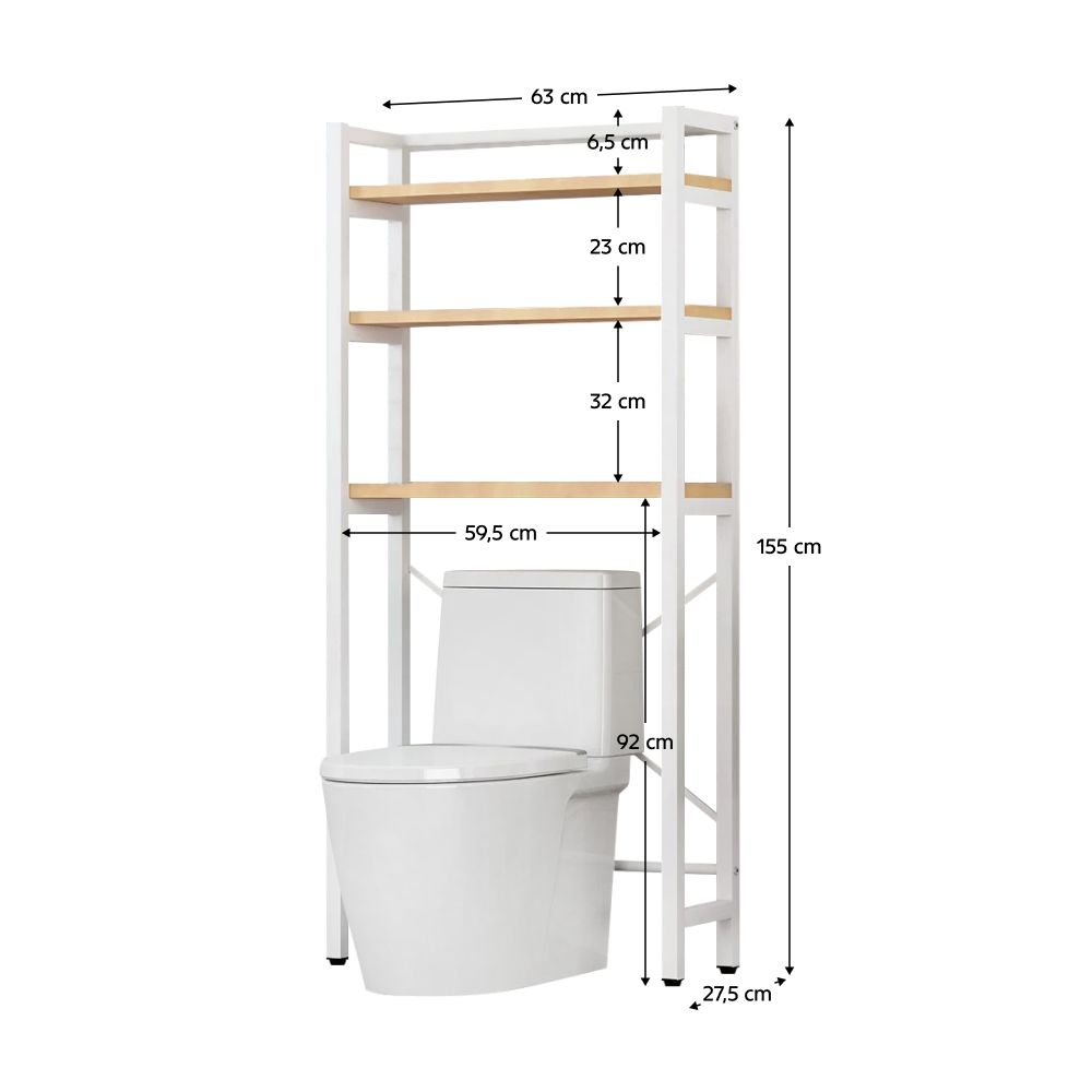 Polcállvány WC fölé, tölgy natural/fehér, BALRAM
