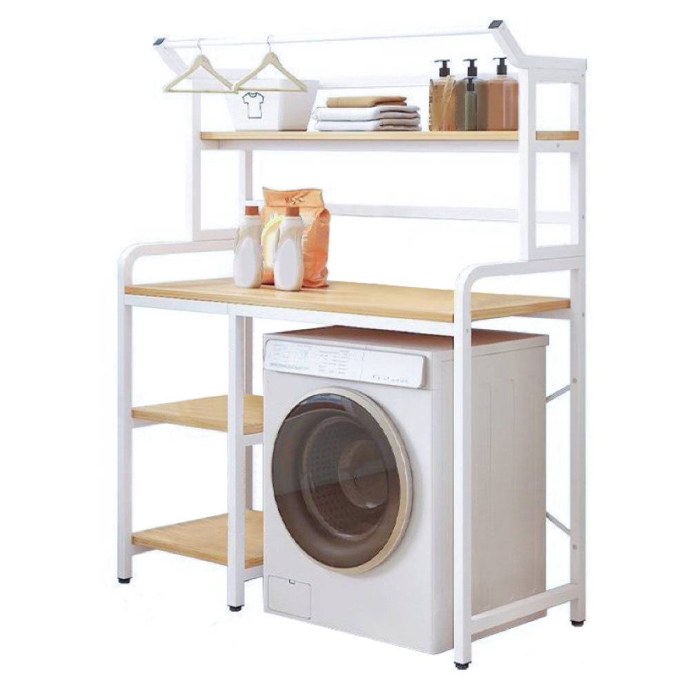 Polcállvány mosógép fölé, tölgy natural/fehér, DARBY