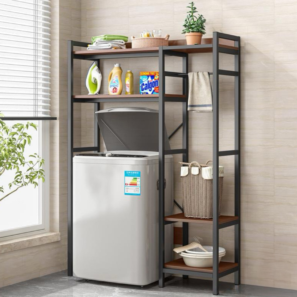 Polcállvány mosógép fölé, sötét tölgy/fekete, DELSIN