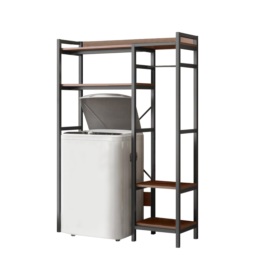 Polcállvány mosógép fölé, sötét tölgy/fekete, DELSIN