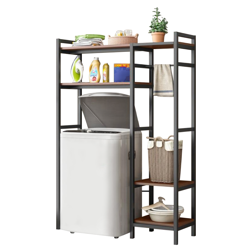 Regál nad pračku, dub tmavý/černá, DELSIN
