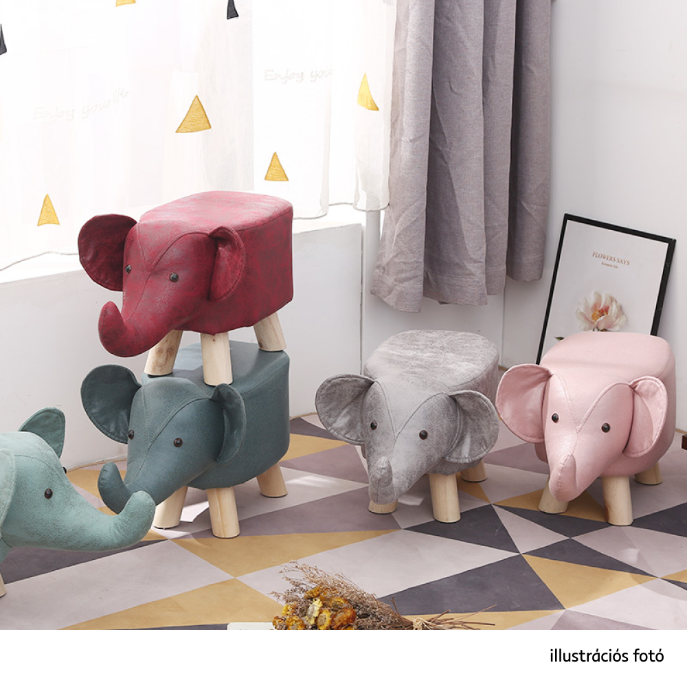 Elefánt alakú zsámoly, szürke/természetes, BALBO