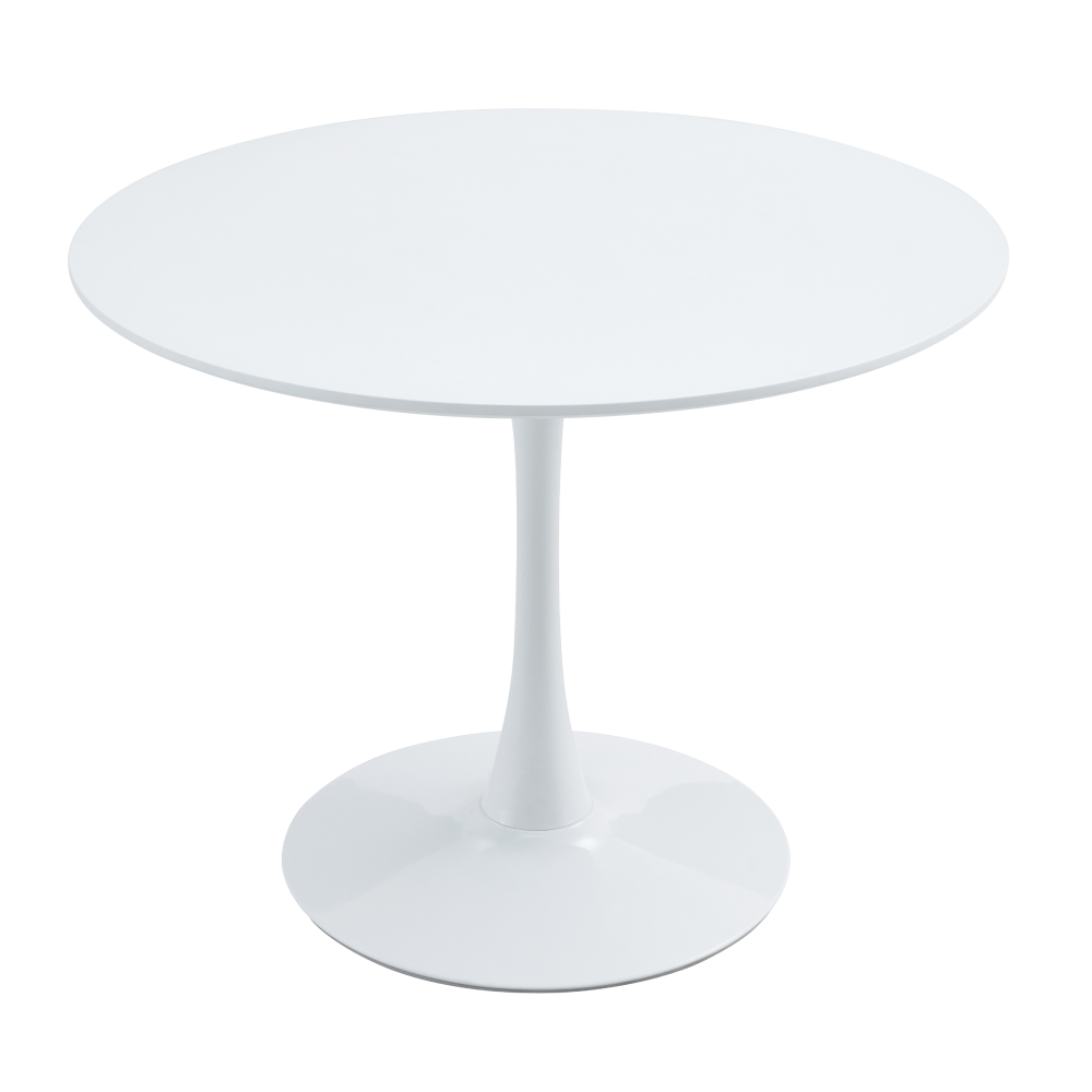 Étkezőasztal, kerek, fehér, matt, átmérő 110 cm, REVENTON NEW