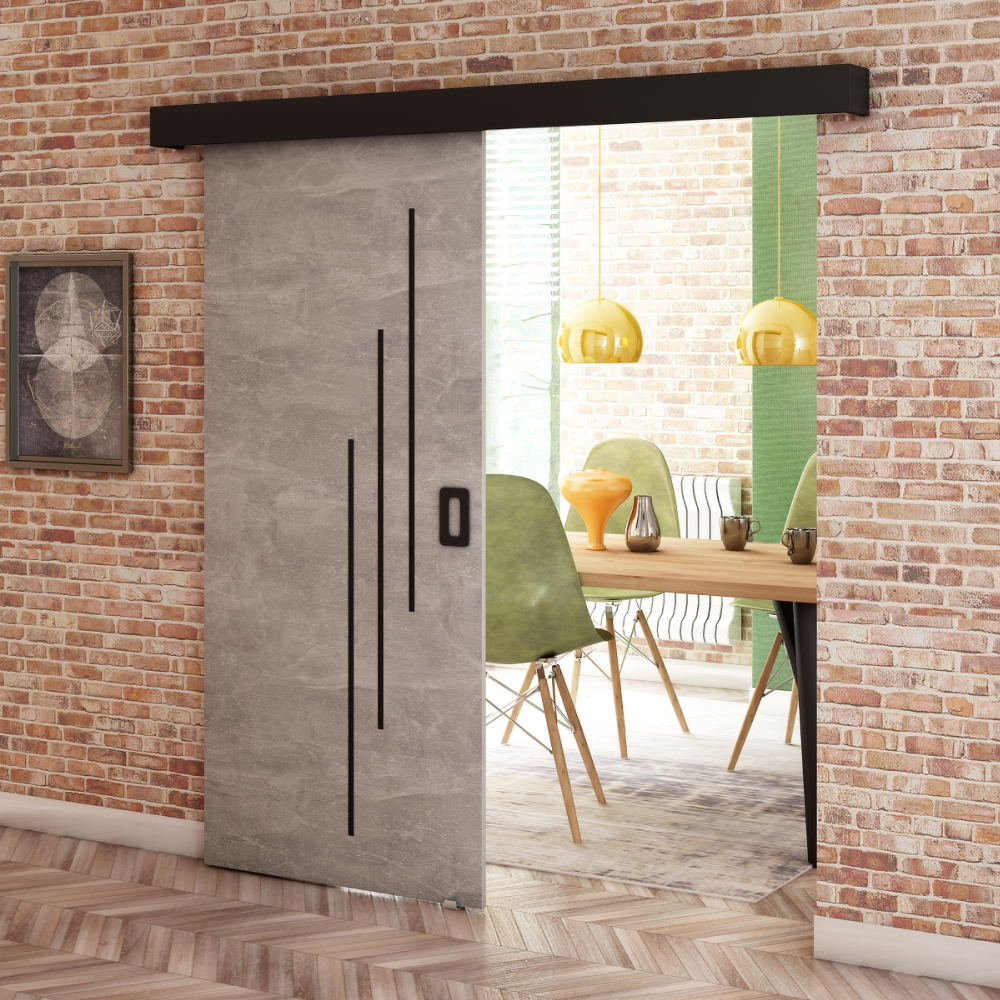 Posuvné dveře, beton/černá/černá, BERI 90 6