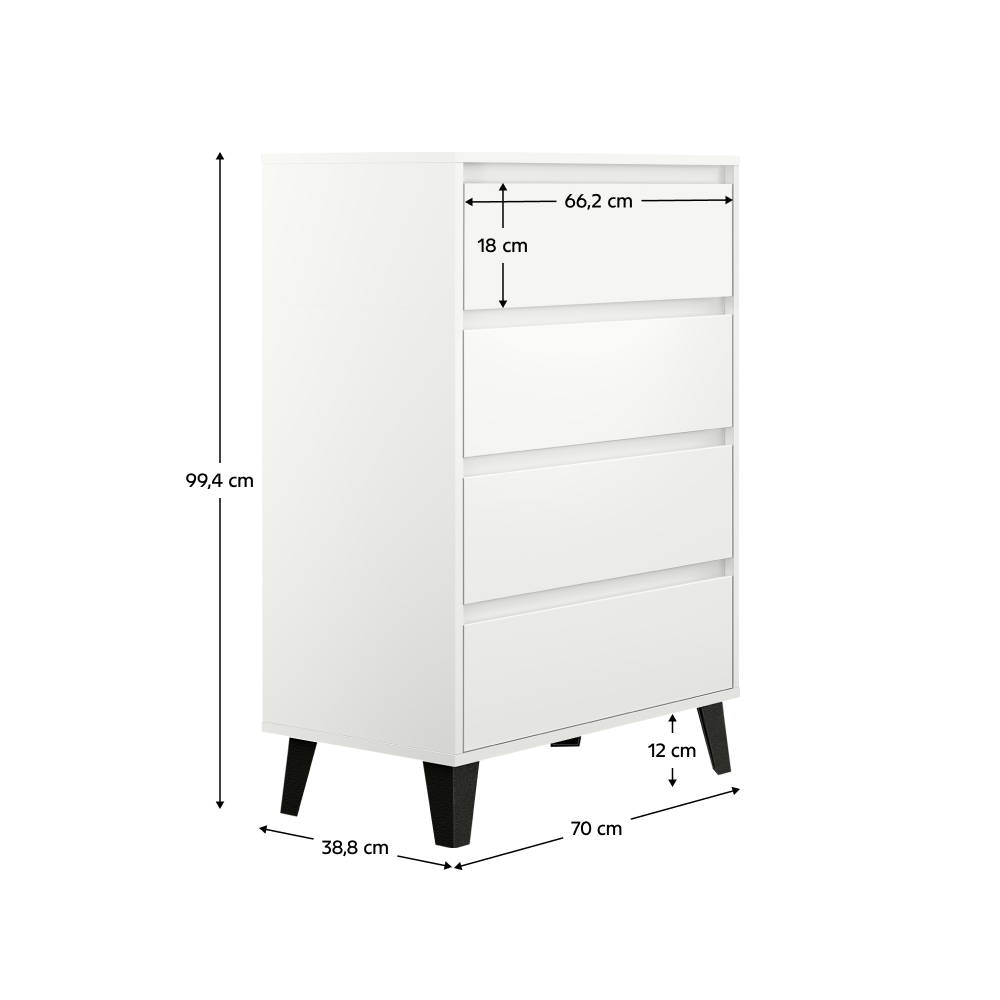 Komód, fehér, BOGAN NEW 4S70 Komód, fehér, BOGAN NEW 4S70