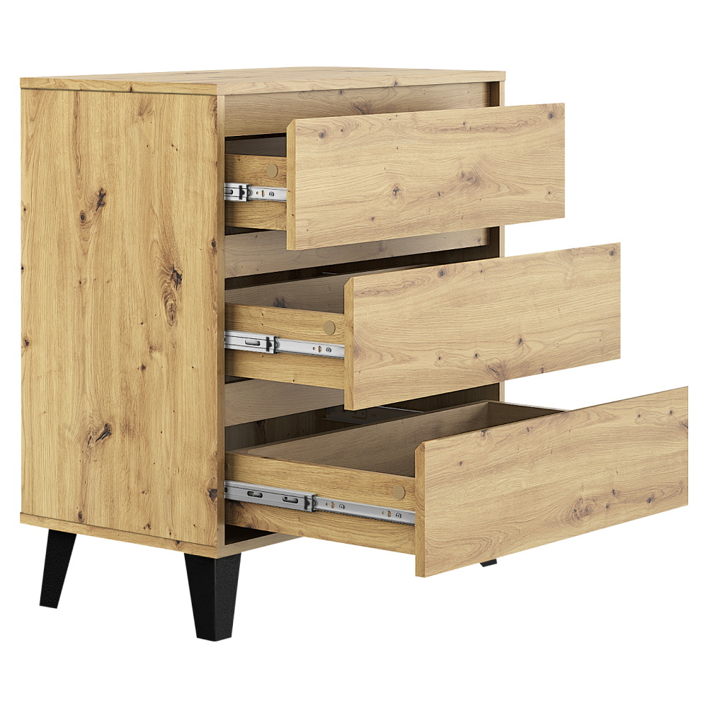 Komód, artisan tölgy, BOGAN NEW 3S70