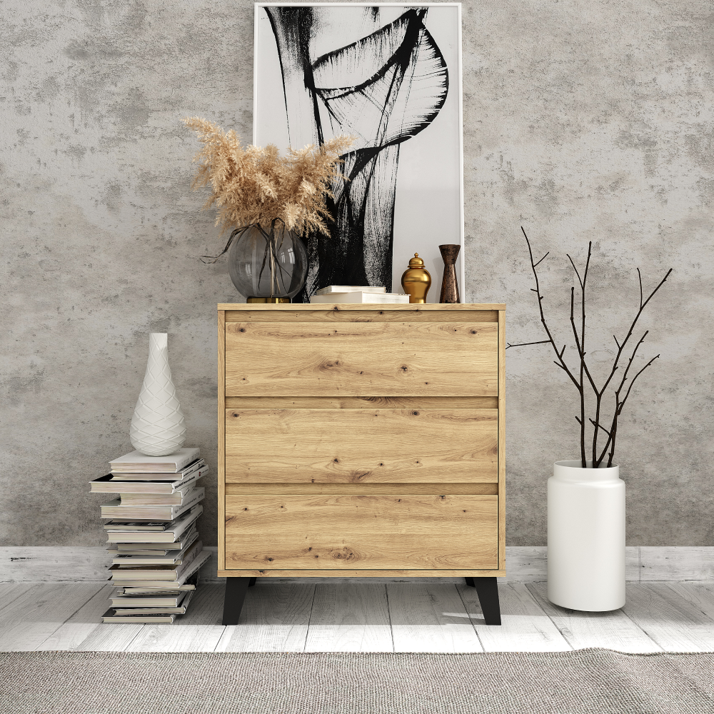 Komód, artisan tölgy, BOGAN NEW 3S70