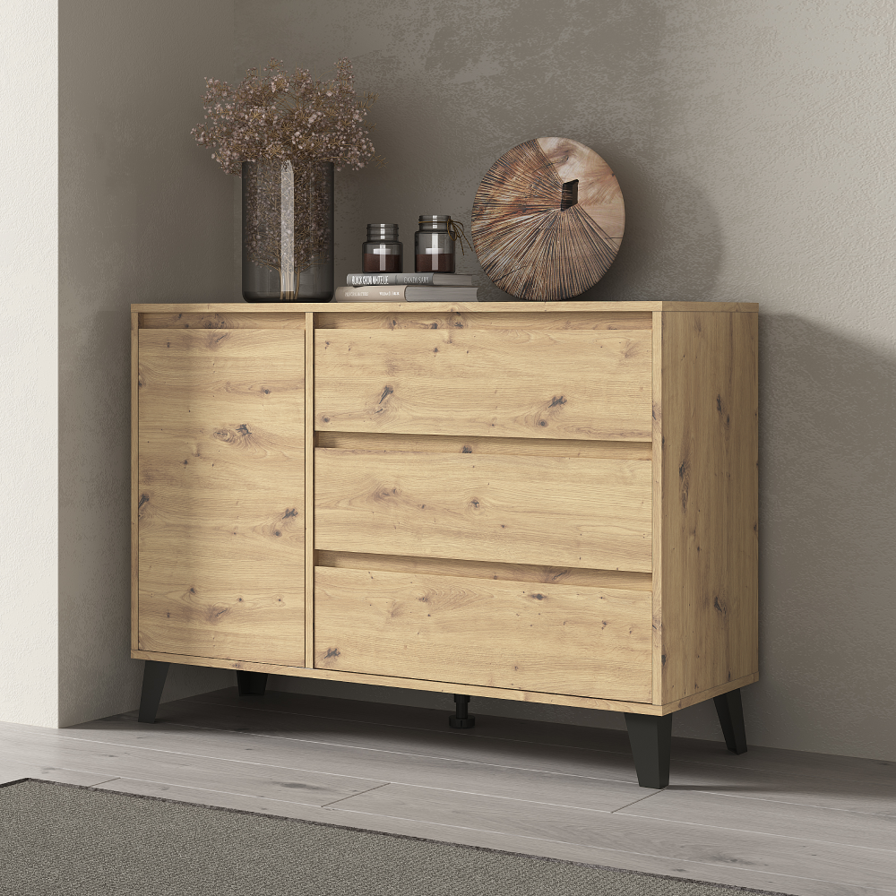 Komoda, dub artisan, BOGAN NEW 1D3S