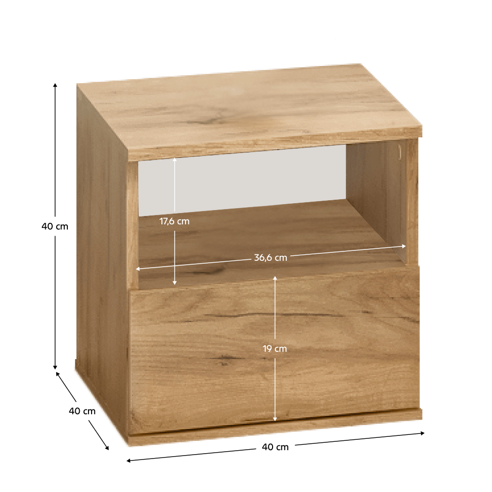 Éjjeliszekrény, tölgy craft arany, DOLI