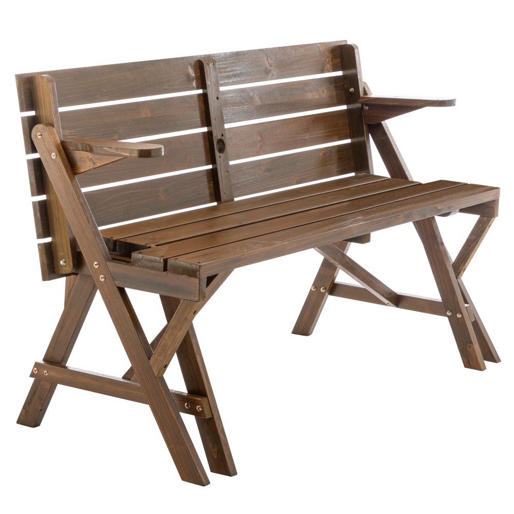 Kerti asztal/pad, 2 az 1-ben, barna, ZAGIR