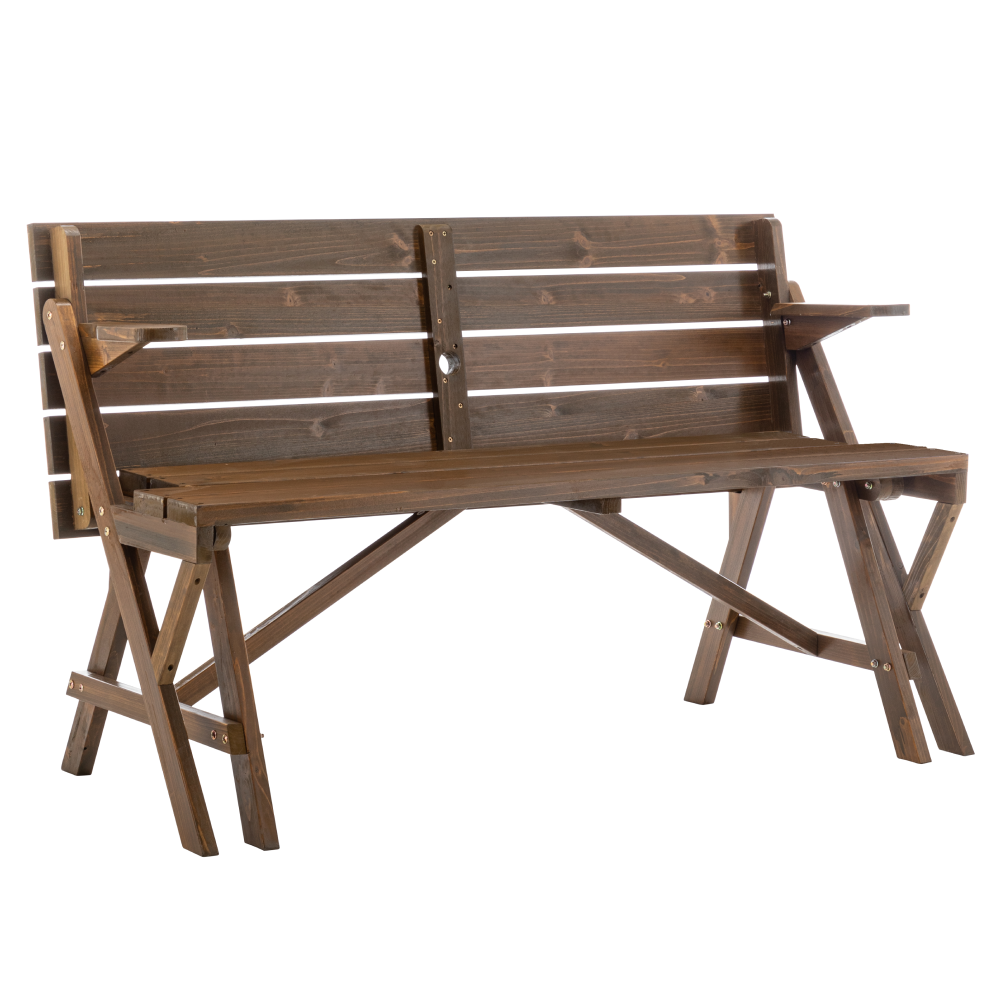 Kerti asztal/pad, 2 az 1-ben, barna, ZAGIR