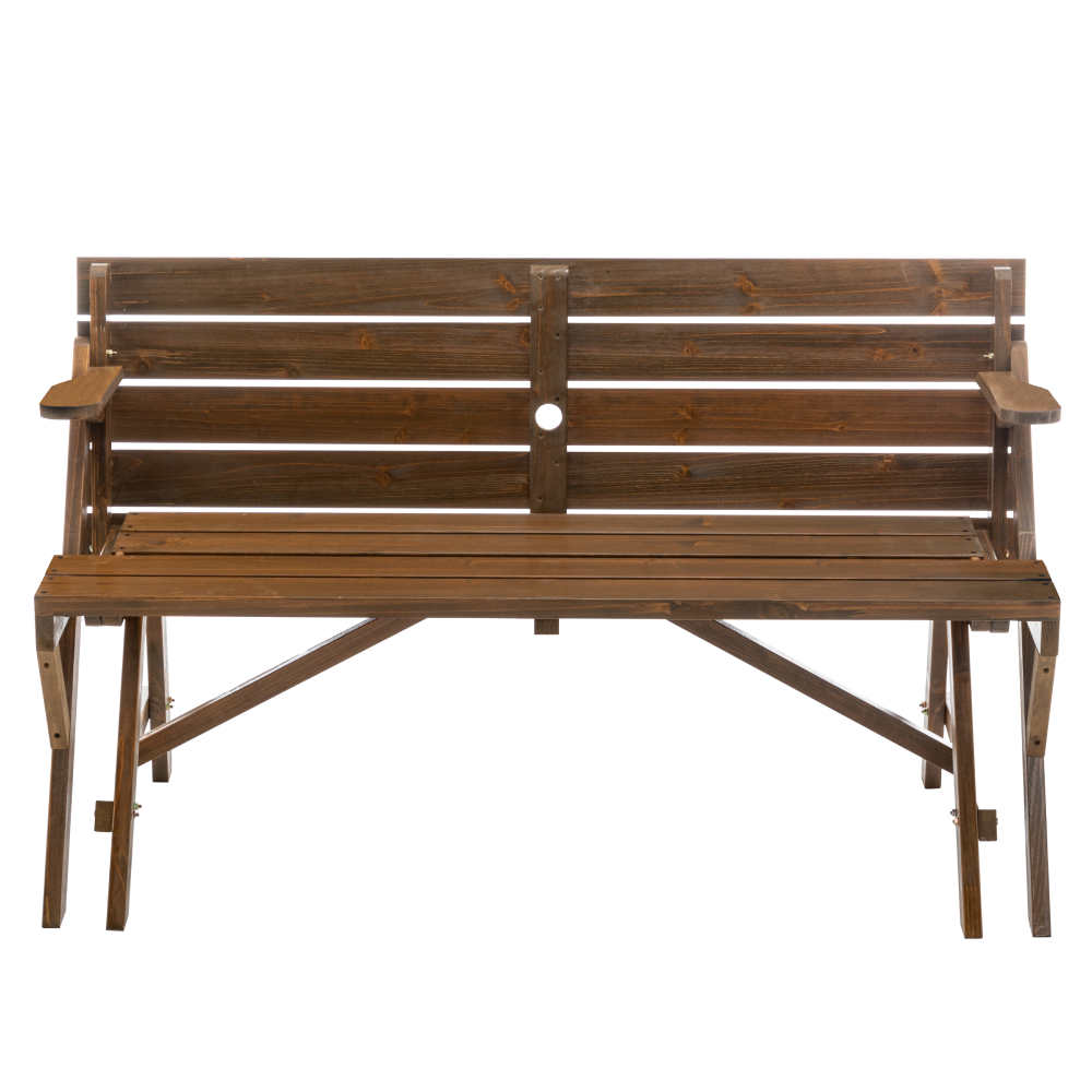 Kerti asztal/pad, 2 az 1-ben, barna, ZAGIR