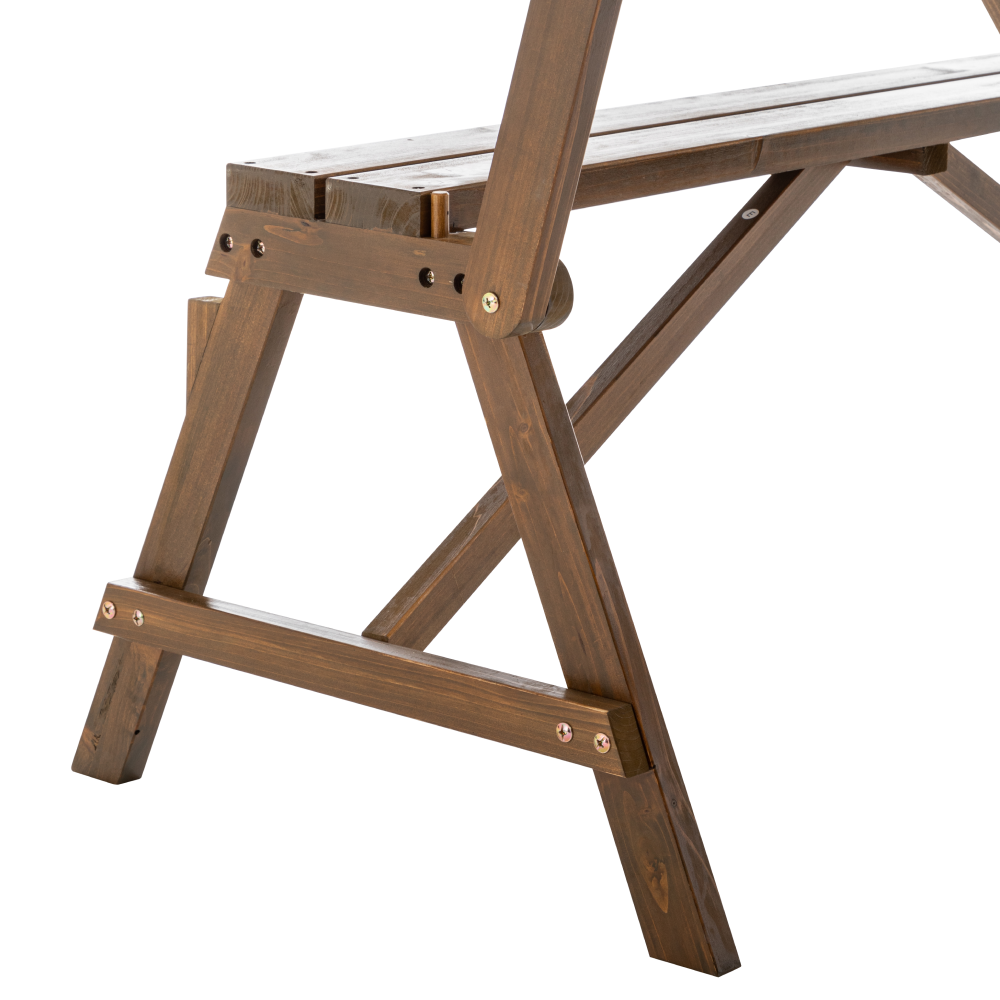 Kerti asztal/pad, 2 az 1-ben, barna, ZAGIR