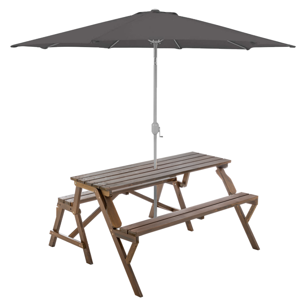 Kerti asztal/pad, 2 az 1-ben, barna, ZAGIR