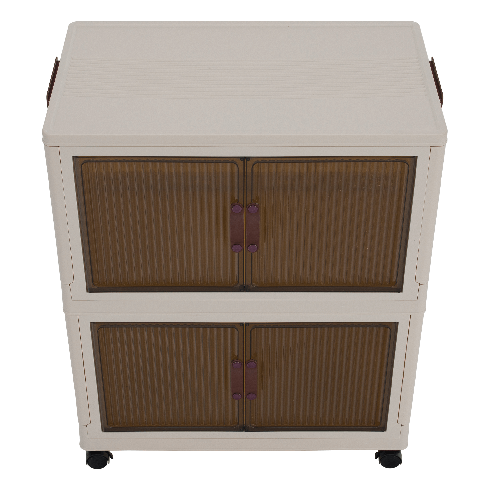 Összecsukható szekrény, fehér/barna, műanyag, POSA TYP 1