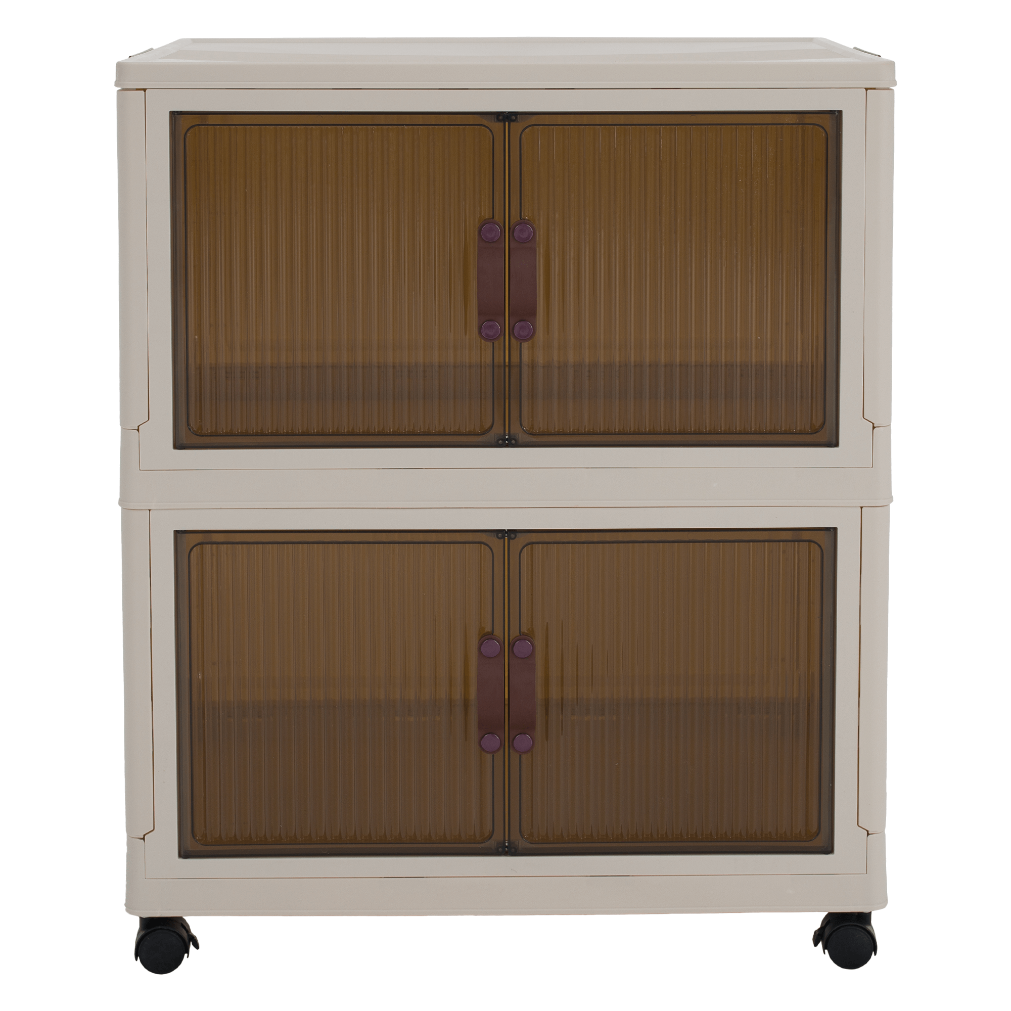 Összecsukható szekrény, fehér/barna, műanyag, POSA TYP 1