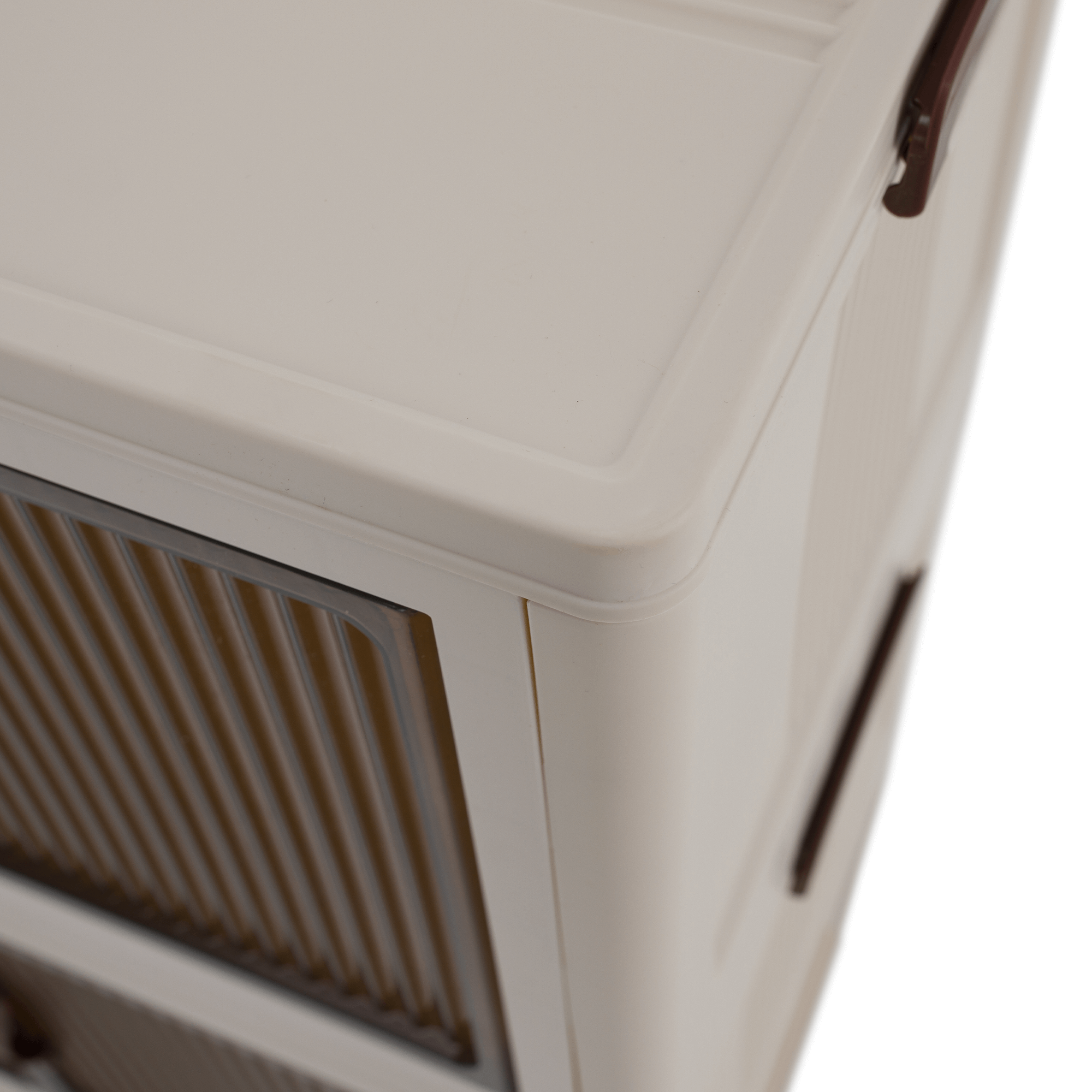 Összecsukható szekrény, fehér/barna, műanyag, POSA TYP 1