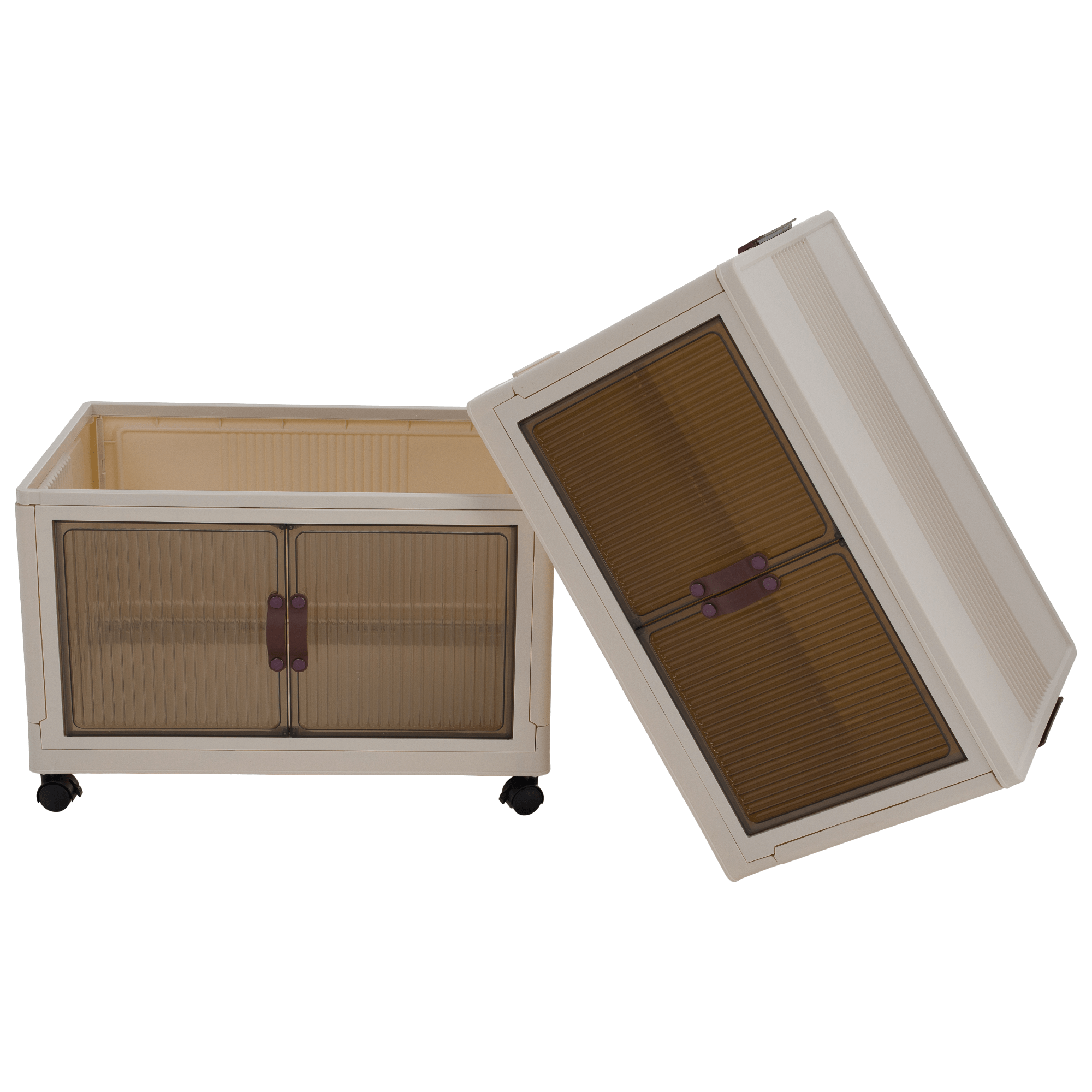 Összecsukható szekrény, fehér/barna, műanyag, POSA TYP 1