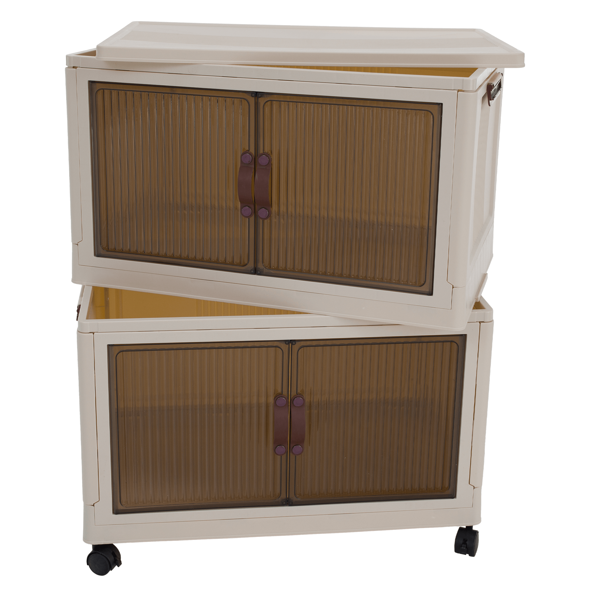 Összecsukható szekrény, fehér/barna, műanyag, POSA TYP 1