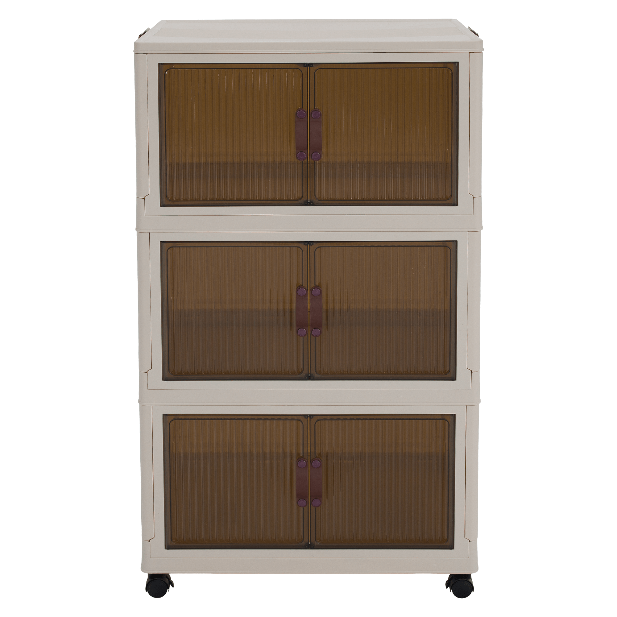 Összecsukható szekrény, fehér/barna, műanyag, POSA TYP 2