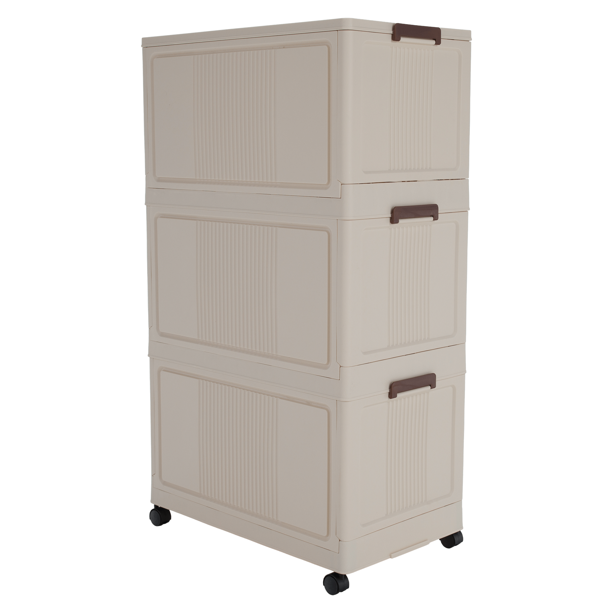 Összecsukható szekrény, fehér/barna, műanyag, POSA TYP 2