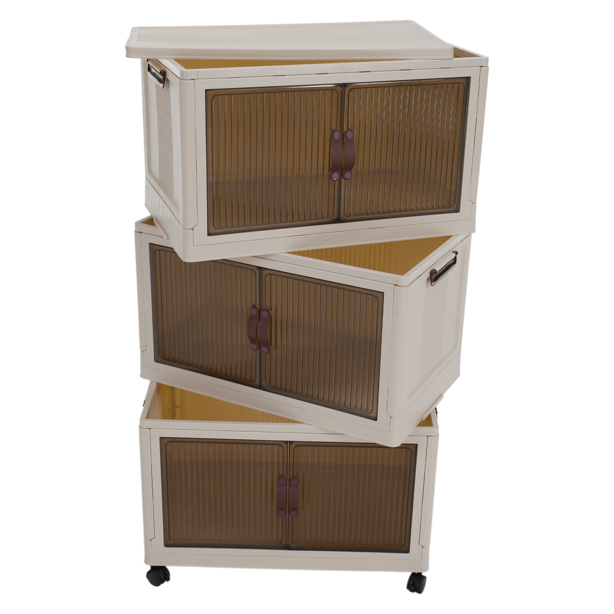 Összecsukható szekrény, fehér/barna, műanyag, POSA TYP 2