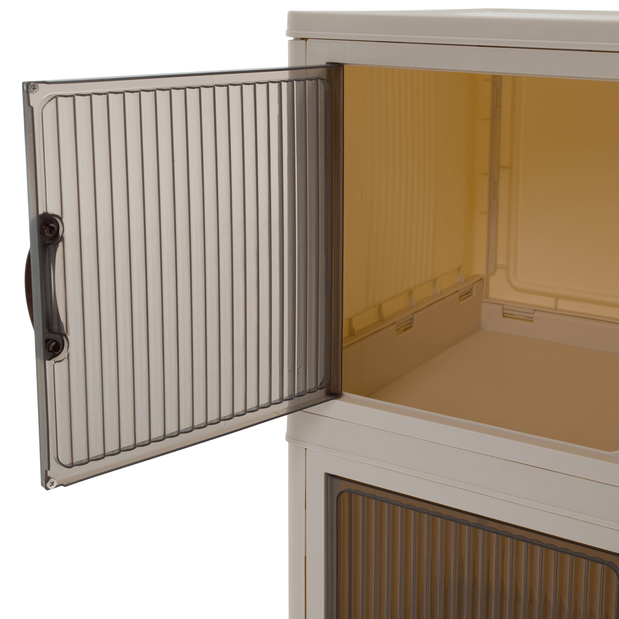 Összecsukható szekrény, fehér/barna, műanyag, POSA TYP 2