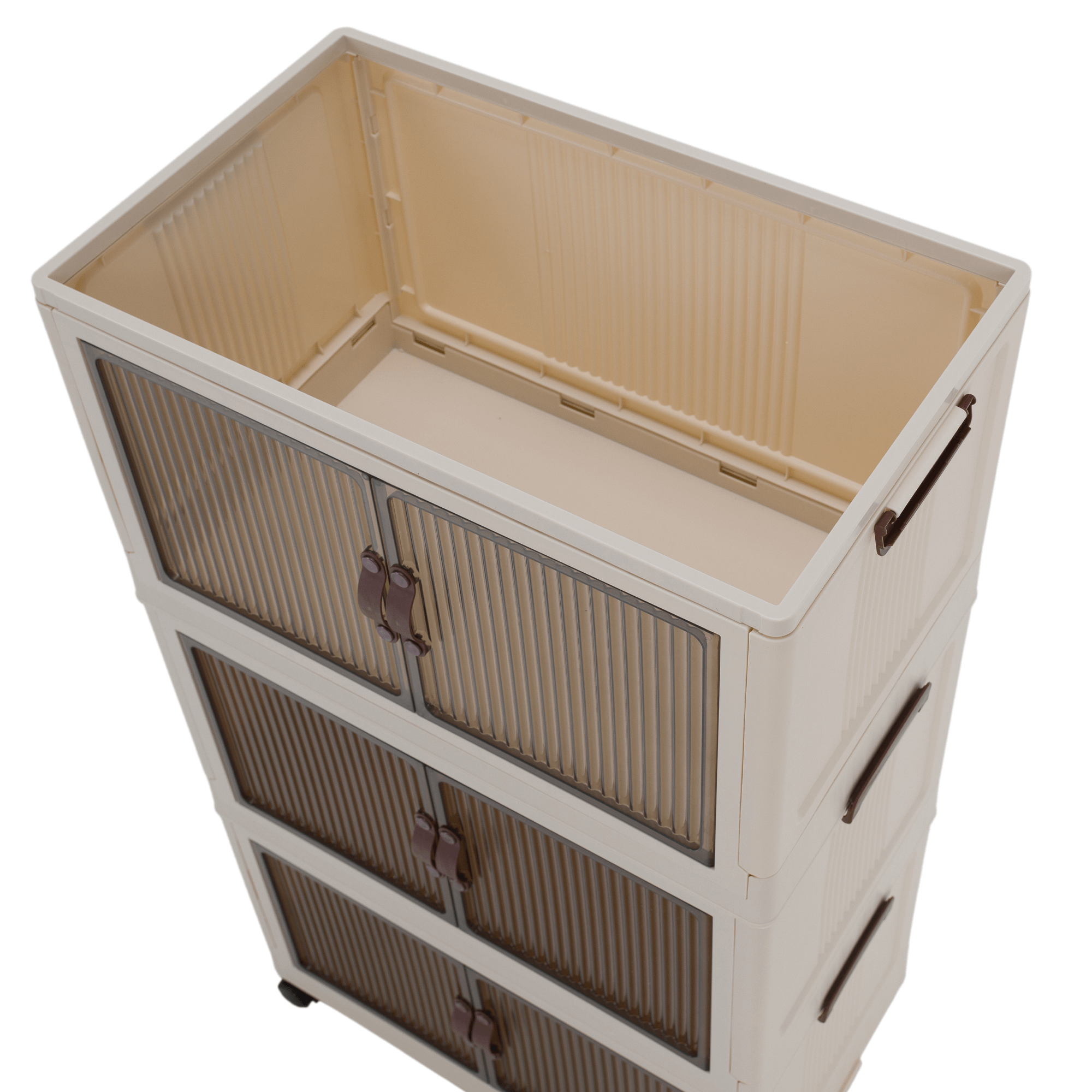 Összecsukható szekrény, fehér/barna, műanyag, POSA TYP 2