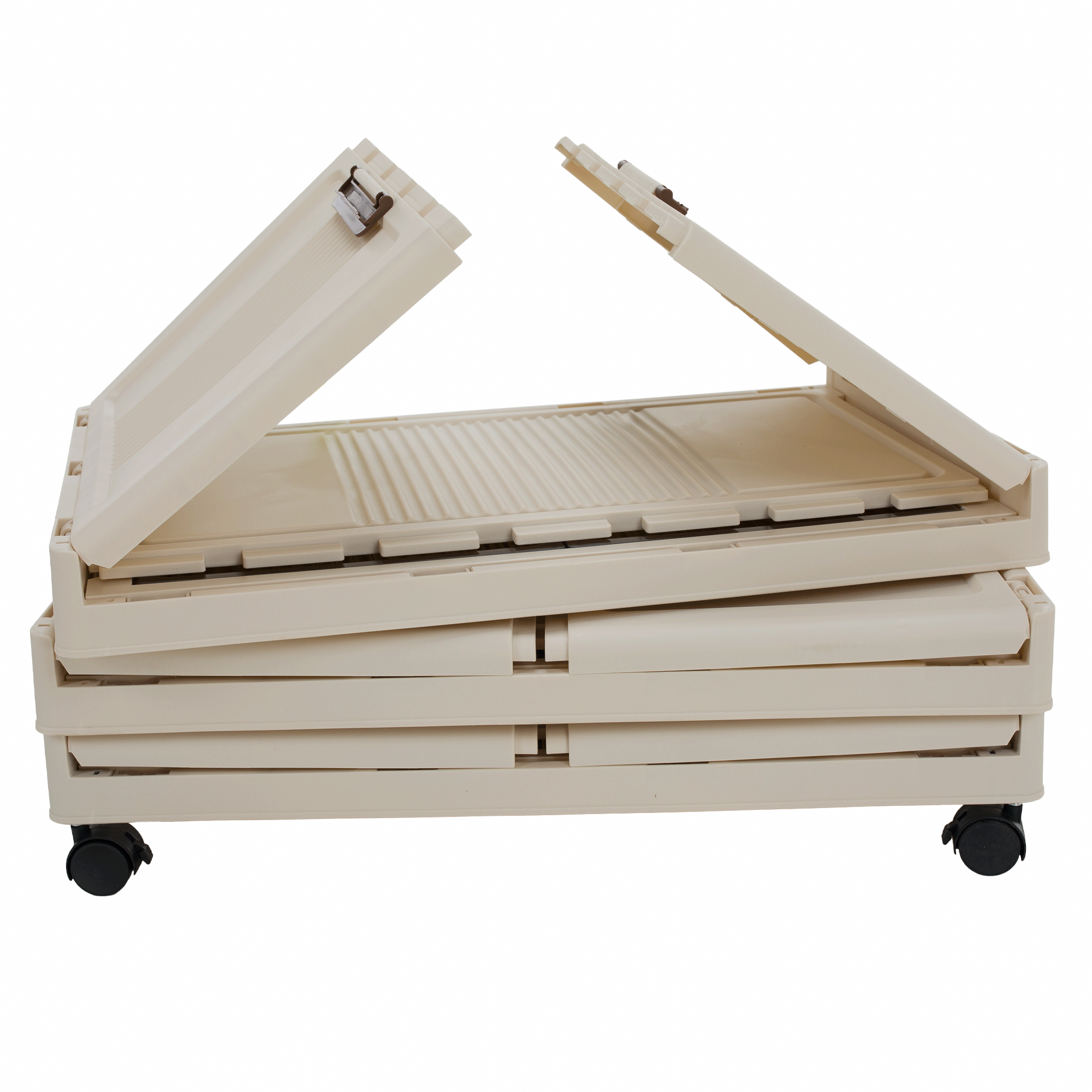 Összecsukható szekrény, fehér/barna, műanyag, POSA TYP 2