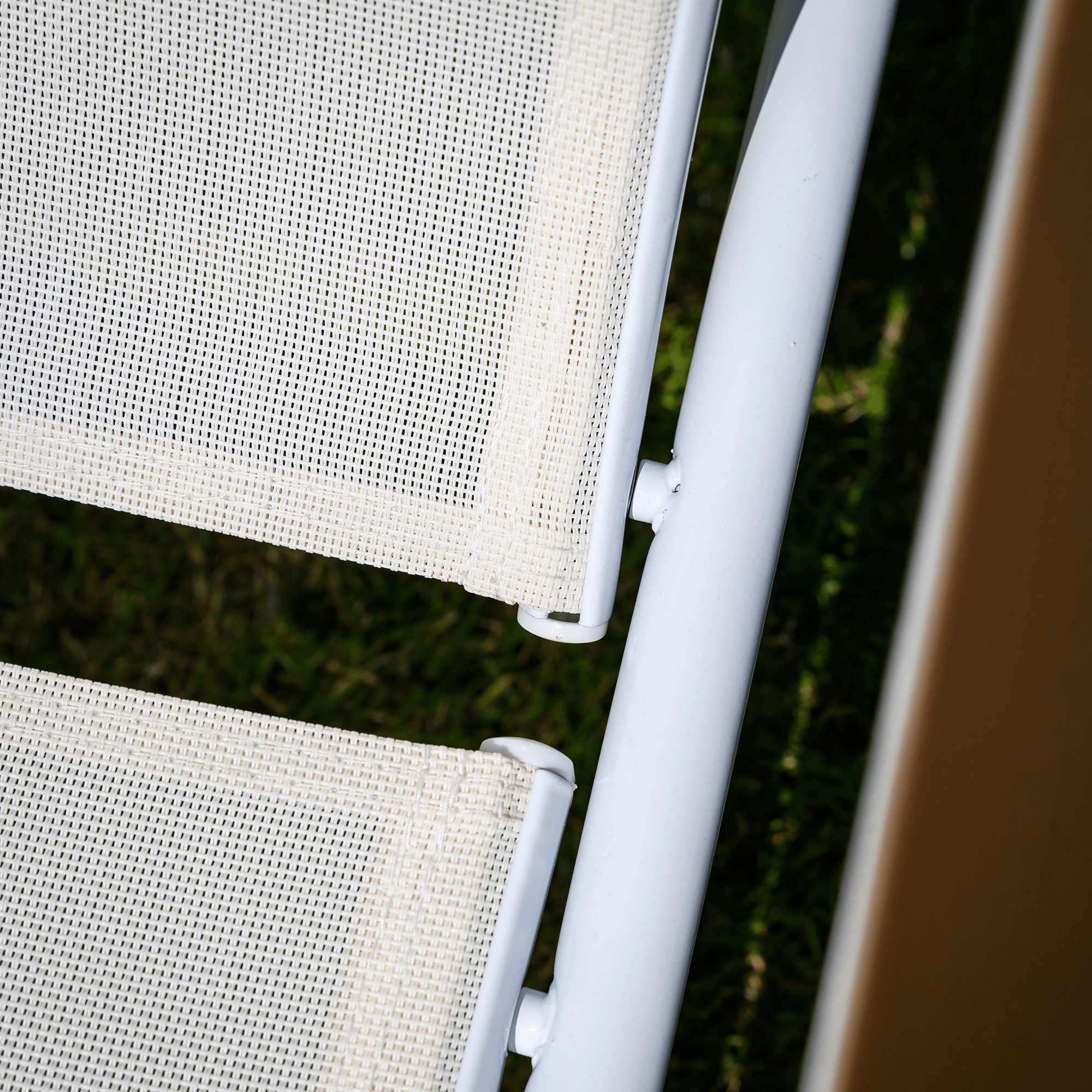 Kerti nyugágy, fehér acél/tölgy, BONTO