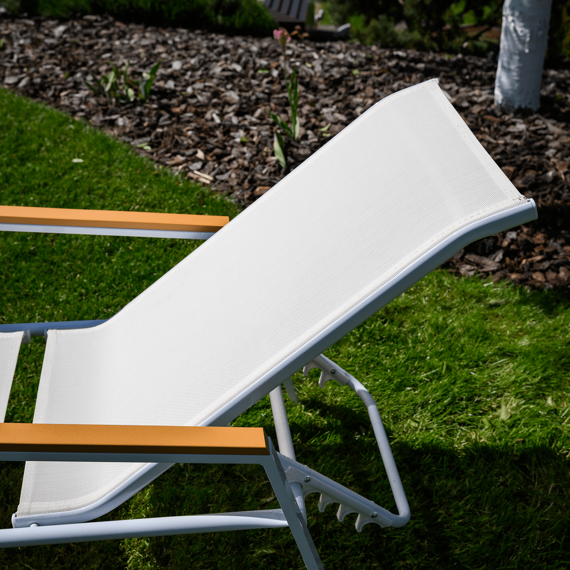 Kerti nyugágy, fehér acél/tölgy, BONTO