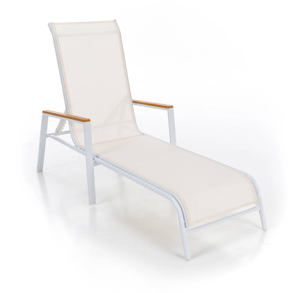 Kerti nyugágy, fehér acél/tölgy, BONTO