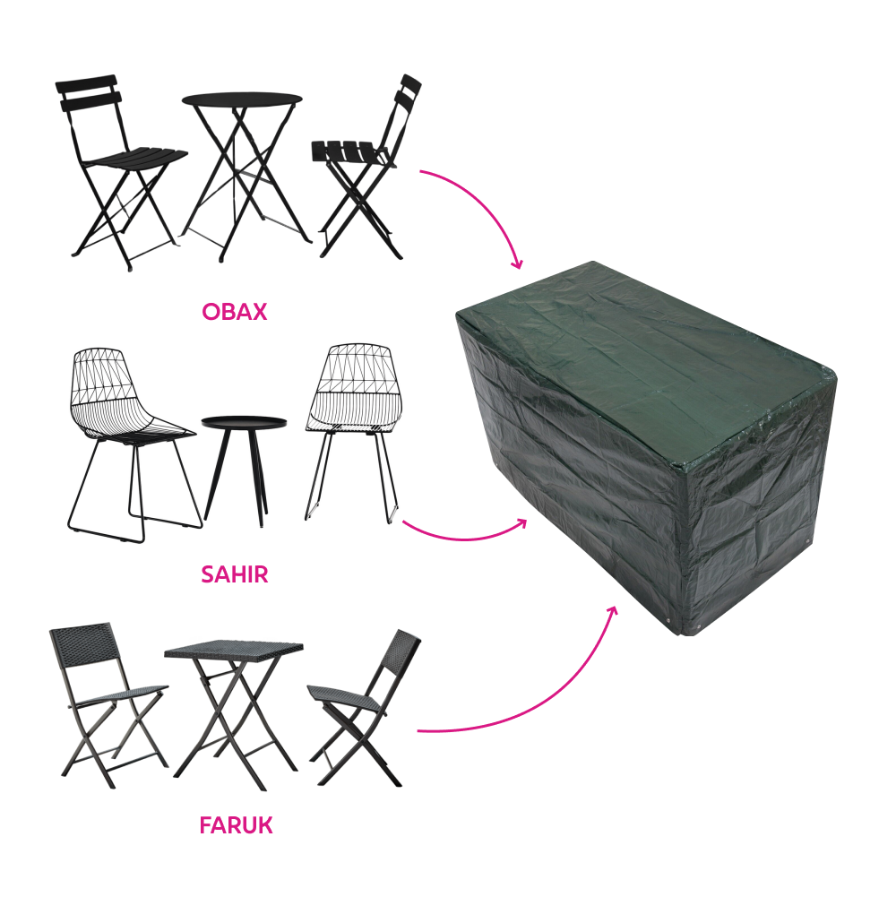 Ochranný obal na bistro set, 124x63x79 cm, zelená, KAVER TYP 19
