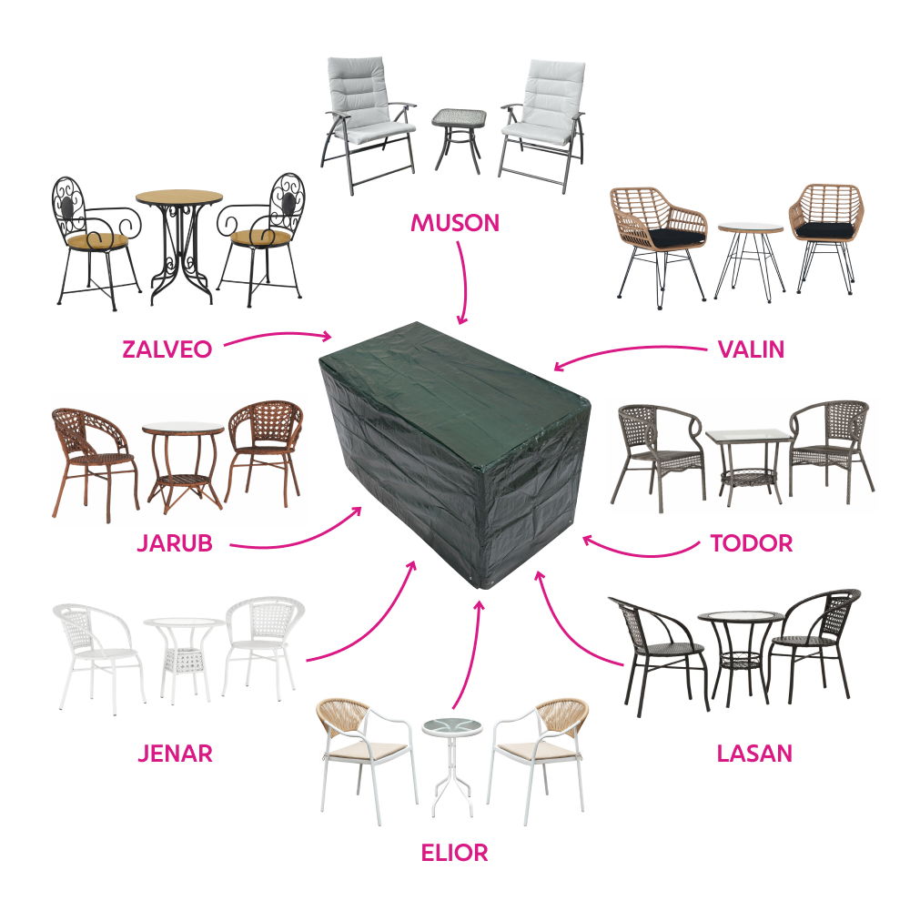 Ochranný obal na bistro set, 150x70x79 cm, zelená, KAVER TYP 20