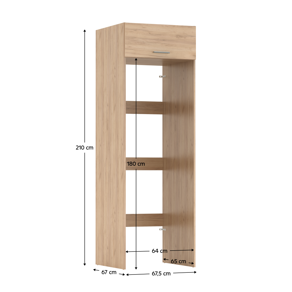 Szekrény mosógép és szárítógép fölé, artisan tölgy, JERGI