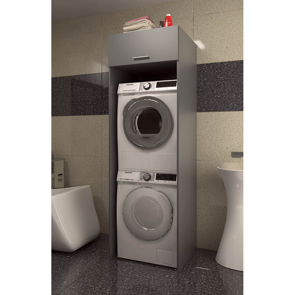 Szekrény mosógép és szárítógép fölé, grafit, JERGI