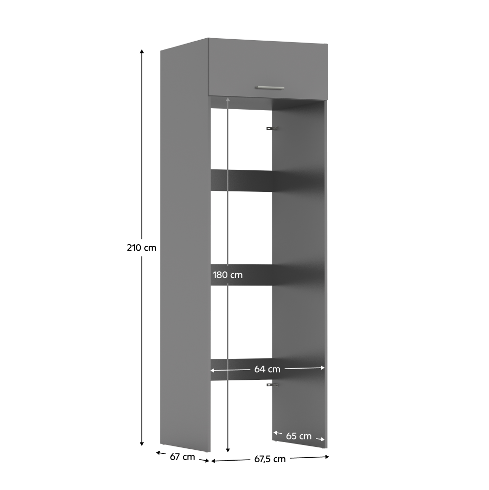 Szekrény mosógép és szárítógép fölé, grafit, JERGI